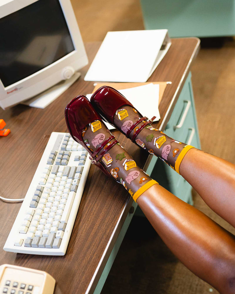 Sock Candy Book Lovers Black Sheer Crew Sock Sheer Socks Fashion Socks Book Socks Cat Socks Cute Socks socks with heels