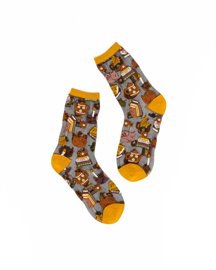 Sock Candy Book Lovers Black Sheer Crew Sock Sheer Socks Fashion Socks Book Socks Cat Socks Cute Socks