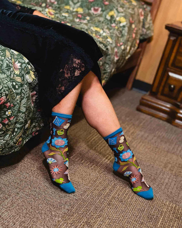 Sock Candy Dark Fairytale Shimmer Sheer Crew Sock Sheer Socks Fashion Socks Fairytale Socks Cute Socks