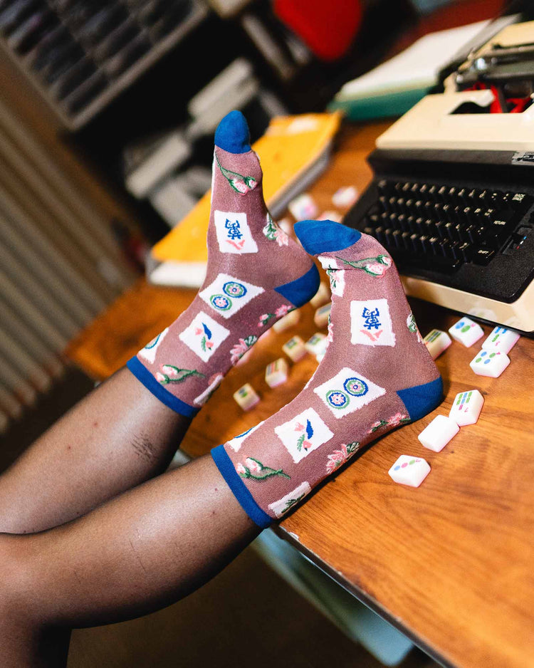 Sock Candy Mahjong Shimmer Sheer Crew Sock Sheer Socks Fashion Socks Mahjong Socks Game Socks Mahjong Gift