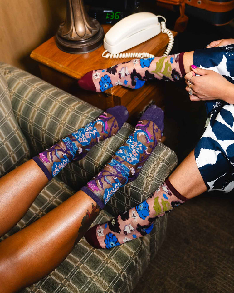Sock Candy Noir Florals Sheer Socks Bundle Sheer Socks Fashion Socks Fall Florals Cute Socks Fall Socks Dark Florals  socks with heels