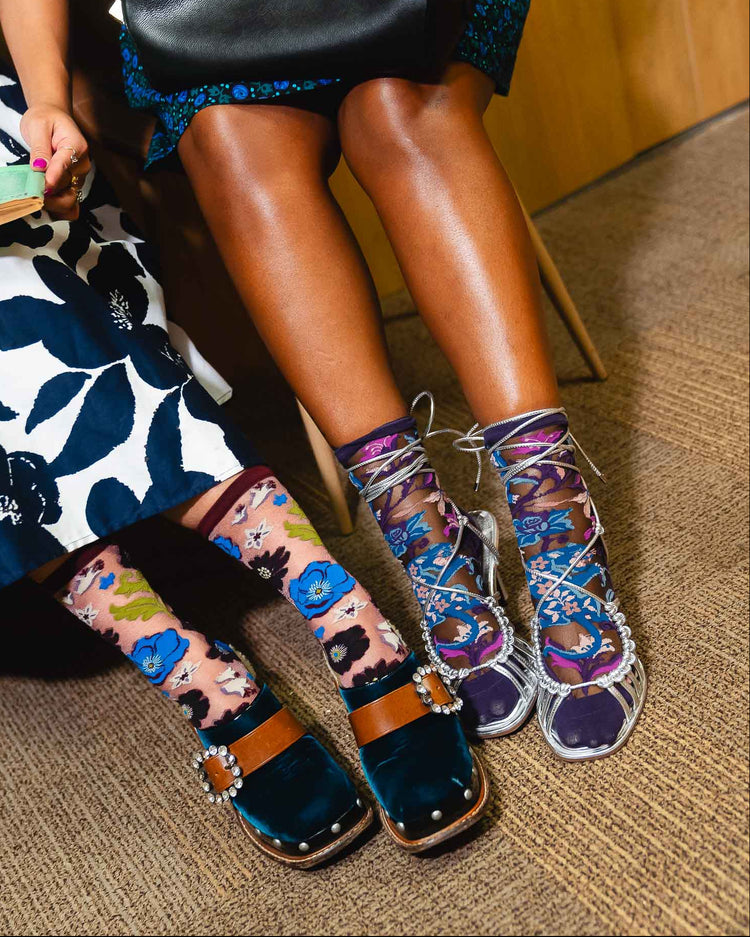 Sock Candy Noir Florals Sheer Socks Bundle Sheer Socks Fashion Socks Fall Florals Cute Socks Fall Socks Dark Florals  socks with heels