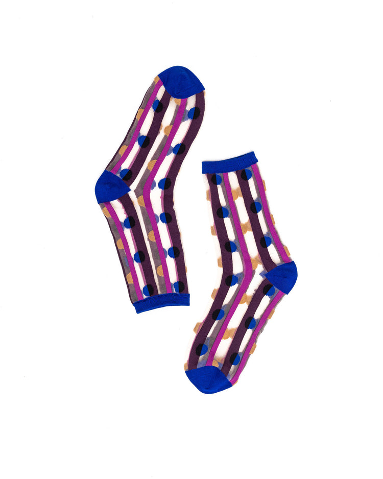 Sock Candy Stripes & Dots Sheer Crew Sock Sheer Socks Fashion Socks Cute Socks Stripe Socks Dot Socks