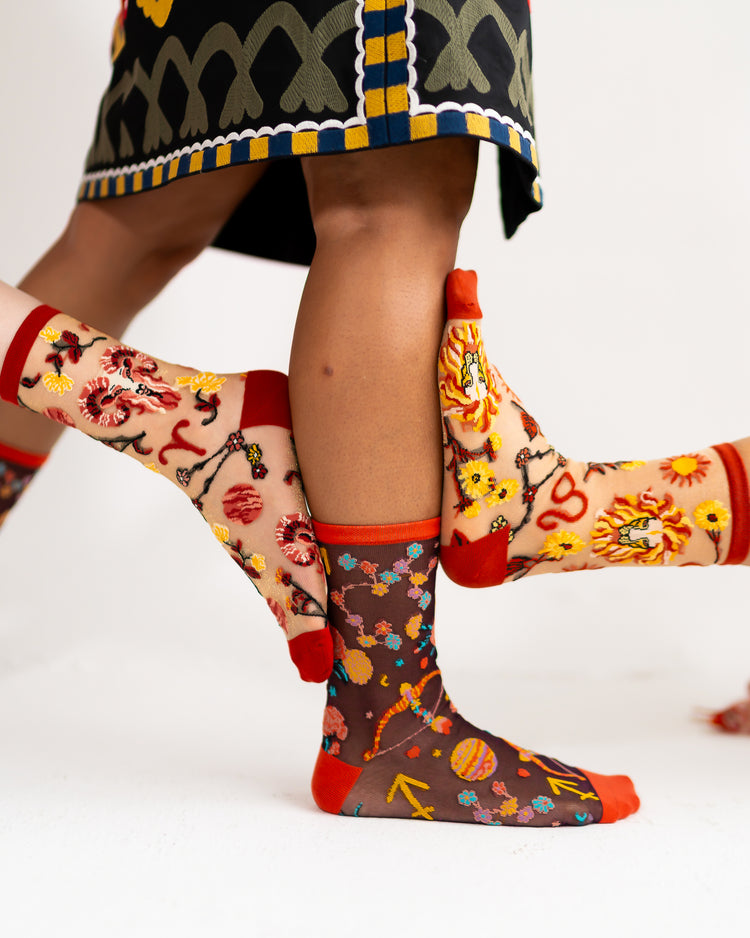 Sock Candy Aries Zodiac Shimmer Sheer Crew Sock Sheer Socks Fashion Socks Zodiac Socks Aries Socks