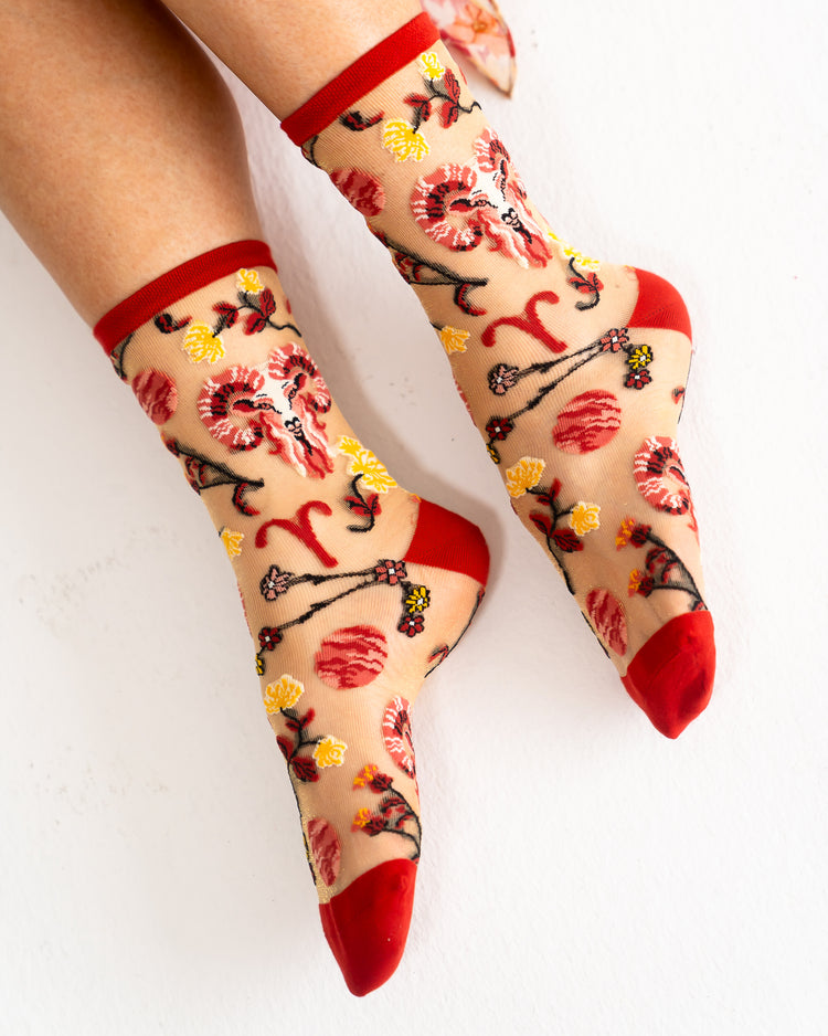 Sock Candy Aries Zodiac Shimmer Sheer Crew Sock Sheer Socks Fashion Socks Zodiac Socks Aries Socks