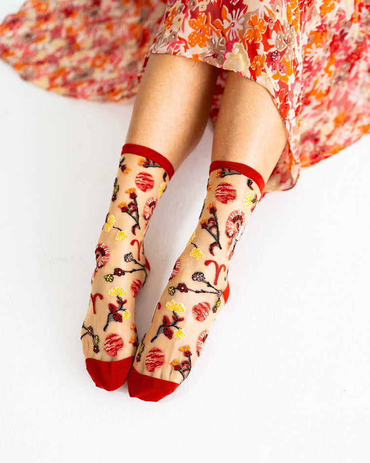 Sock Candy Aries Zodiac Shimmer Sheer Crew Sock Sheer Socks Fashion Socks Zodiac Socks Aries Socks