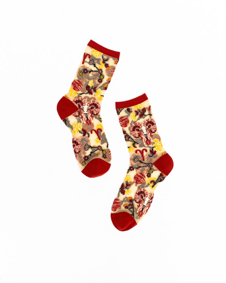 Sock Candy Aries Zodiac Shimmer Sheer Crew Sock Sheer Socks Fashion Socks Zodiac Socks Aries Socks