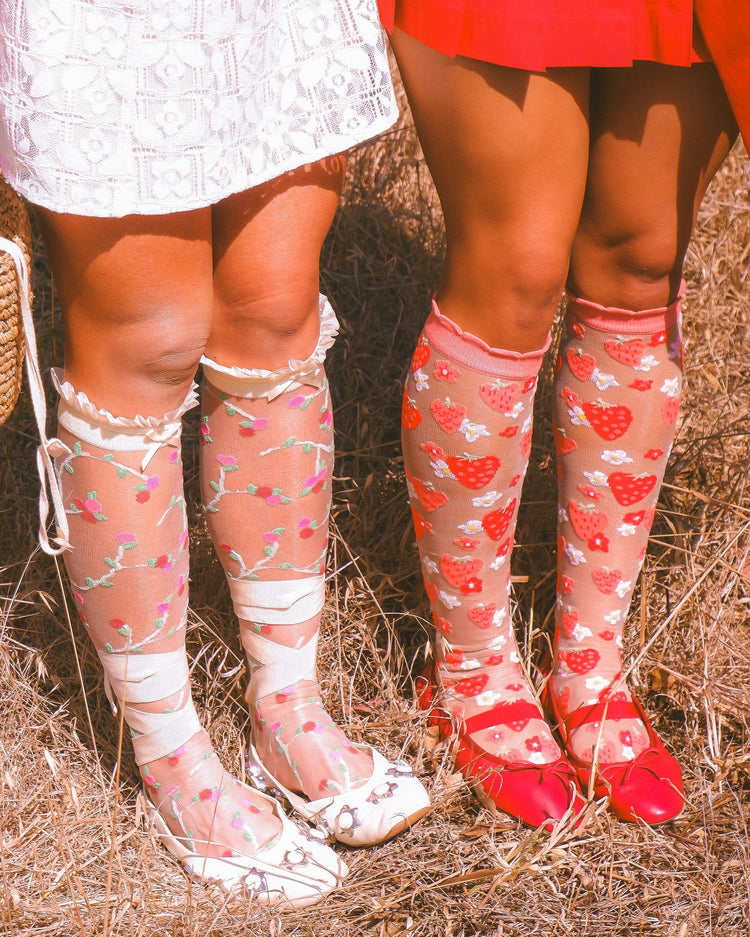 Sock Candy Berries & Blooms Knee High Sheer Socks Bundle Sheer Socks Fashion Socks Whimsical Socks