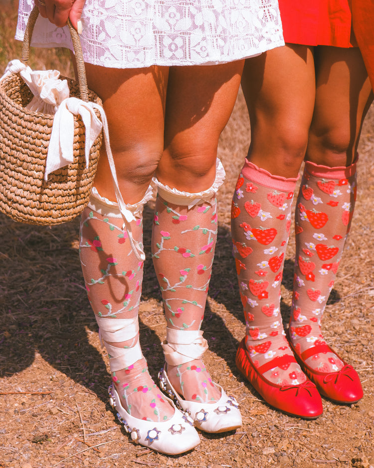 Sock Candy Berries & Blooms Knee High Sheer Socks Bundle Sheer Socks Fashion Socks Whimsical Socks