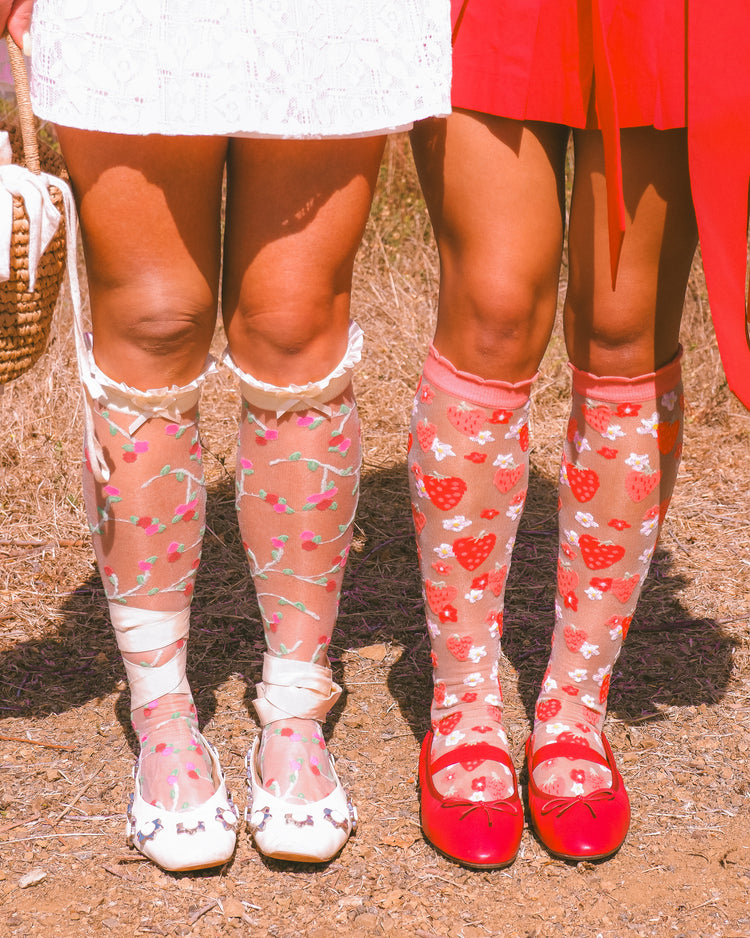 Sock Candy Berries & Blooms Knee High Sheer Socks Bundle Sheer Socks Fashion Socks Whimsical Socks
