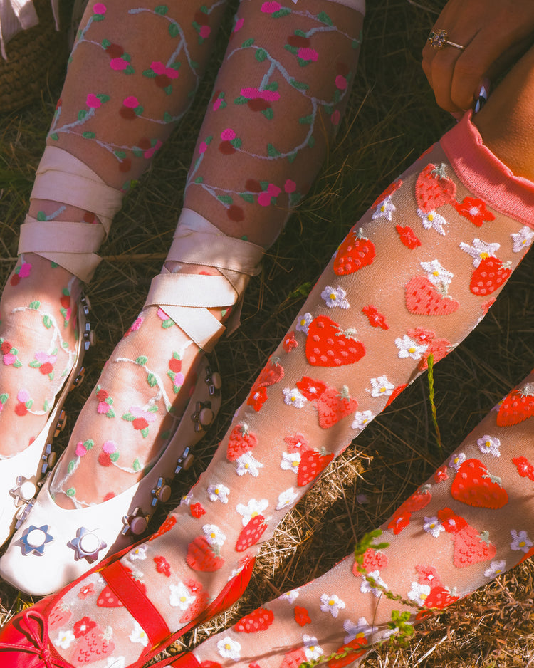 Sock Candy Berries & Blooms Knee High Sheer Socks Bundle Sheer Socks Fashion Socks Whimsical Socks