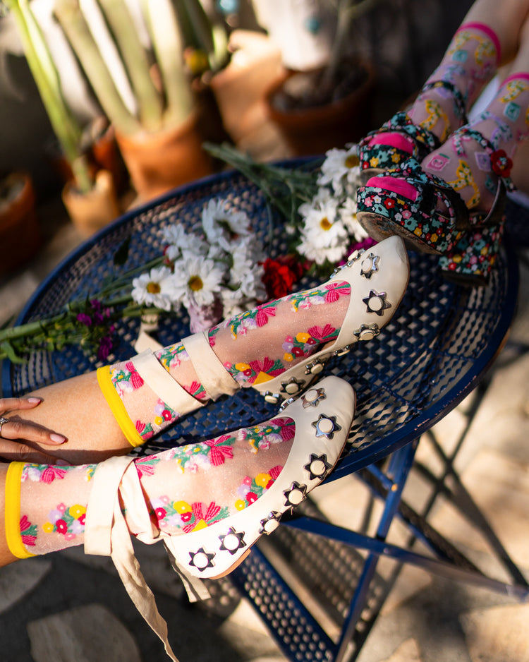 Sock Candy Bouquets All Day Shimmer Sheer Sock sheer socks fashion socks cute socks whimsical socks socks and heels socks with flats