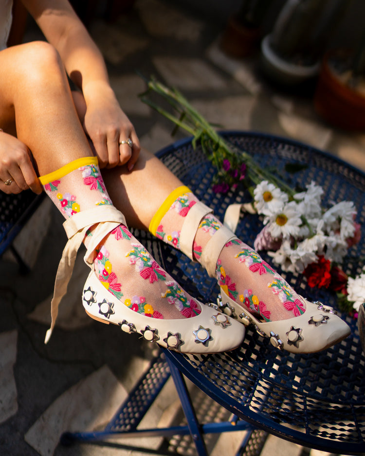 Sock Candy Bouquets All Day Shimmer Sheer Sock sheer socks fashion socks cute socks whimsical socks socks with flats