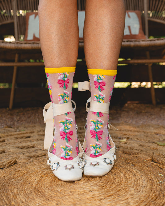 Sock Candy Bouquets All Day Shimmer Sheer Sock sheer socks fashion socks cute socks whimsical socks socks with flats