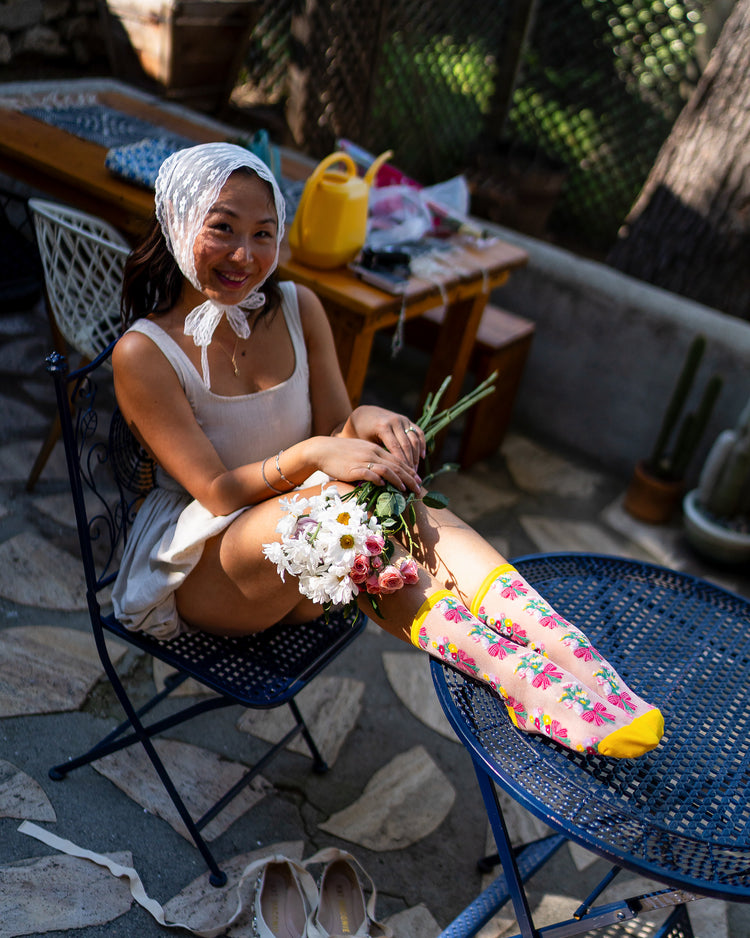 Sock Candy Bouquets All Day Shimmer Sheer Sock sheer socks fashion socks cute socks whimsical socks cottagecore