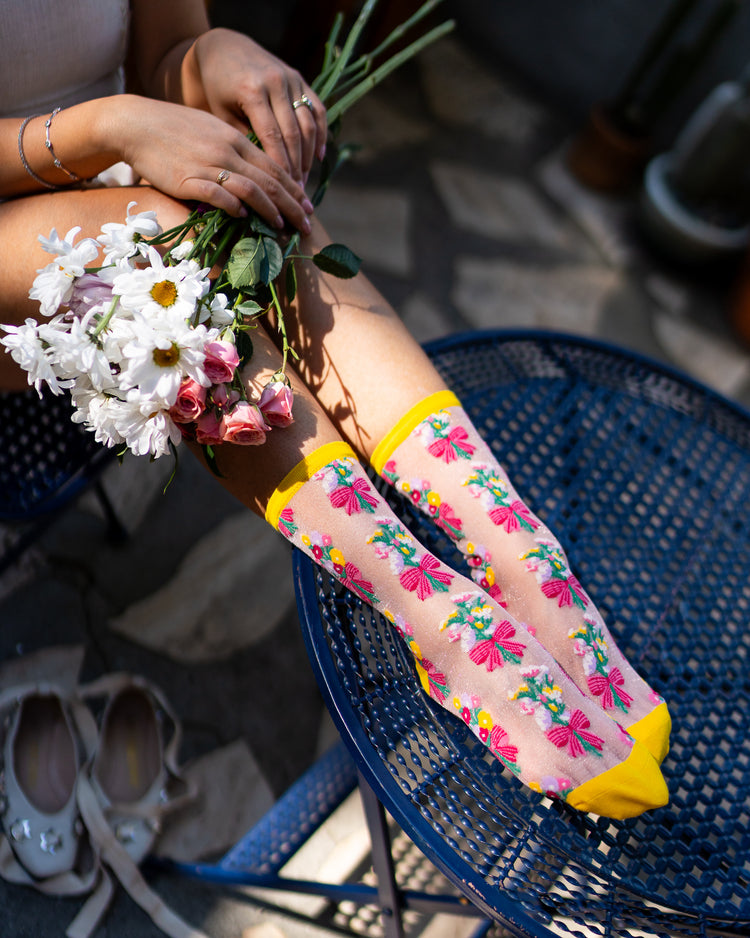 Sock Candy Bouquets All Day Shimmer Sheer Sock sheer socks fashion socks cute socks whimsical socks cottagecore