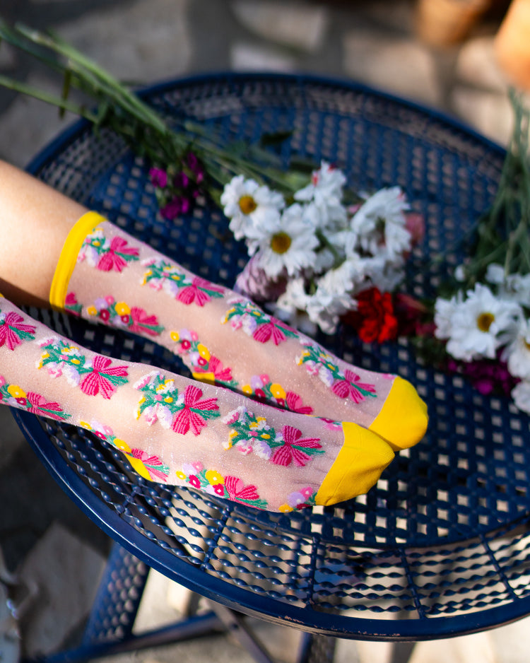 Sock Candy Bouquets All Day Shimmer Sheer Sock sheer socks fashion socks cute socks whimsical socks cottagecore