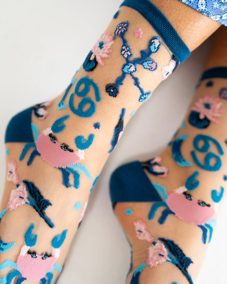 Sock Candy Cancer Zodiac Sheer Crew Sock Sheer Socks Fashion Socks Zodiac Socks Cancer Sign Socks