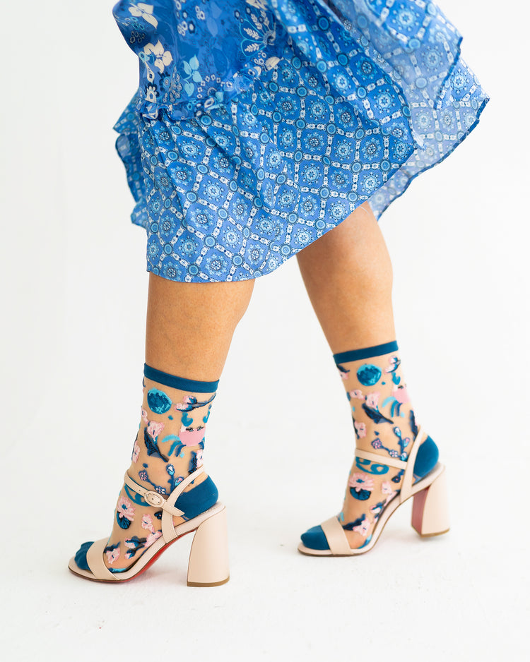 Sock Candy Cancer Zodiac Sheer Crew Sock Sheer Socks Fashion Socks Zodiac Socks Cancer Sign Socks socks with heels