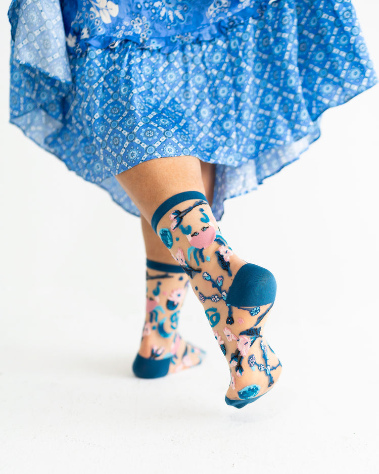 Sock Candy Cancer Zodiac Sheer Crew Sock Sheer Socks Fashion Socks Zodiac Socks Cancer Sign Socks