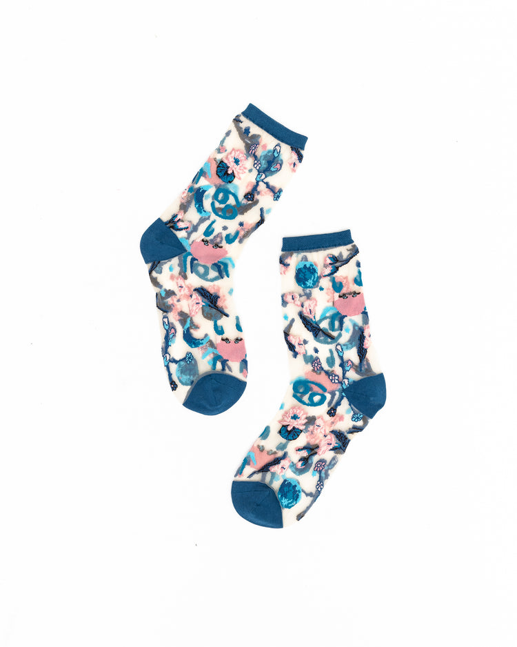 Sock Candy Cancer Zodiac Sheer Crew Sock Sheer Socks Fashion Socks Zodiac Socks Cancer Sign Socks gift ideas