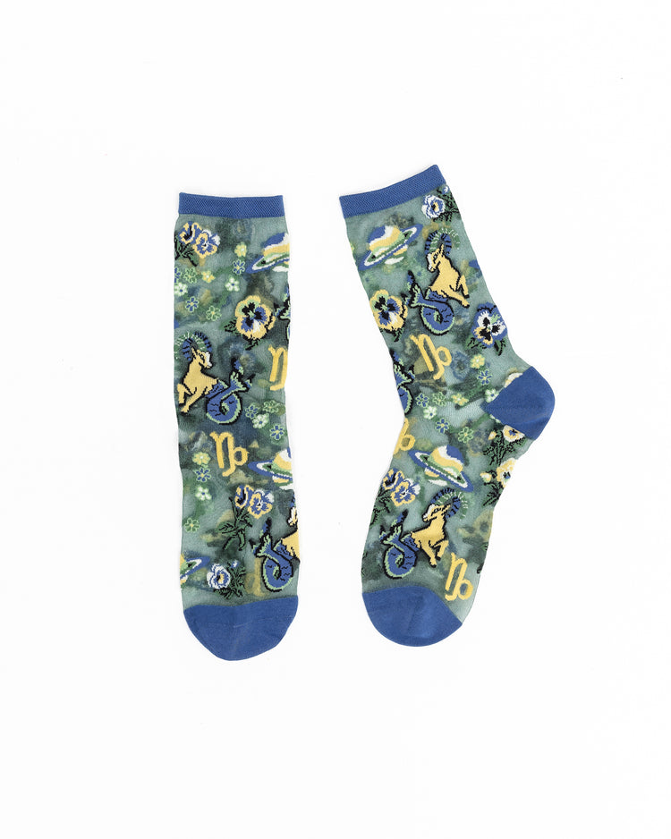 Sock Candy Capricorn Zodiac Shimmer Sheer Crew Sock Sheer Socks Fashion Socks Zodiac Socks Capricorn Socks