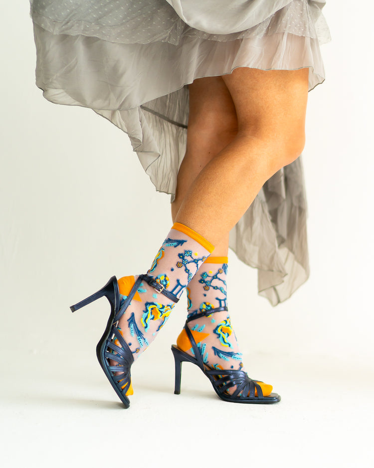 Sock Candy Gemini Zodiac Shimmer Sheer Crew Sock Sheer Socks Fashion Socks Zodiac Socks Gemini Socks socks with heels