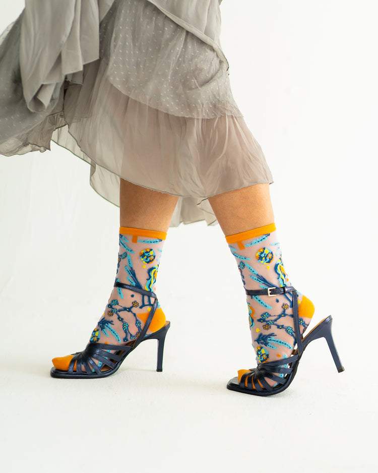 Sock Candy Gemini Zodiac Shimmer Sheer Crew Sock Sheer Socks Fashion Socks Zodiac Socks Gemini Socks socks with heels