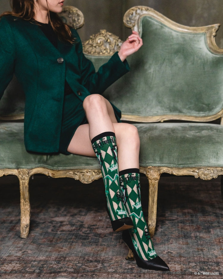 Sock Candy Harry Potter Slytherin Shimmer Sheer Mid High Sock Sheer Socks Fashion Socks Harry Potter Socks Slytherin Socks socks with heels