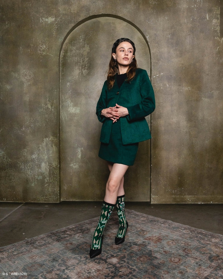 Sock Candy Harry Potter Slytherin Shimmer Sheer Mid High Sock Sheer Socks Fashion Socks Harry Potter Socks Slytherin Socks socks with heels