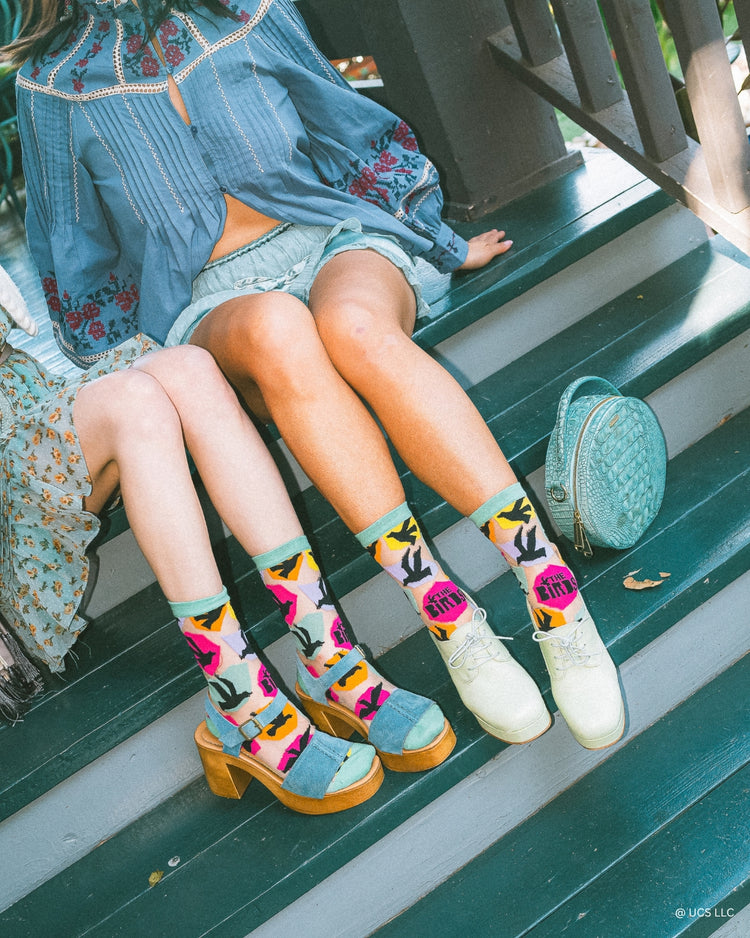 Sock Candy Hitchcock The Birds sheer crew sock fashion socks horror socks bird socks cute socks movie socks socks with heels