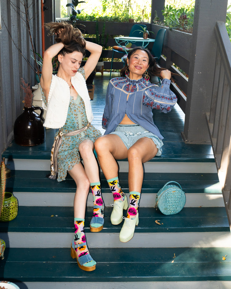 Sock Candy Hitchcock The Birds sheer crew sock fashion socks horror socks bird socks cute socks movie socks socks with heels