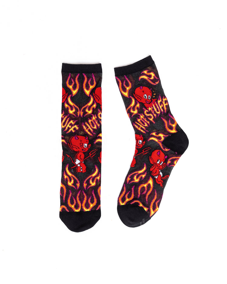 Sock Candy Hot Stuff Shimmer Sheer Crew Sock Sheer Socks Fashion Socks Cute Socks Halloween Socks Hot Stuff Socks Cute Halloween Socks