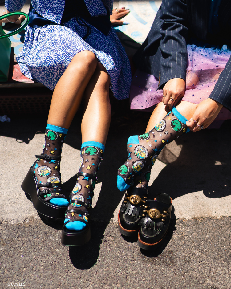 Sock Candy Illumination Minions and Monsters Sheer Socks Fashion Socks Cartoon Socks Minions Socks Movie Socks Pop Culture Socks Cute Socks socks with heels