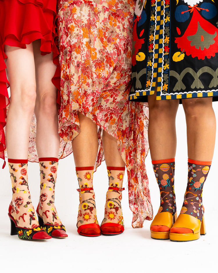 Sock Candy Leo Zodiac Shimmer Sheer Crew Sock Sheer Socks Fashion Socks Zodiac Socks Leo Socks socks with heels