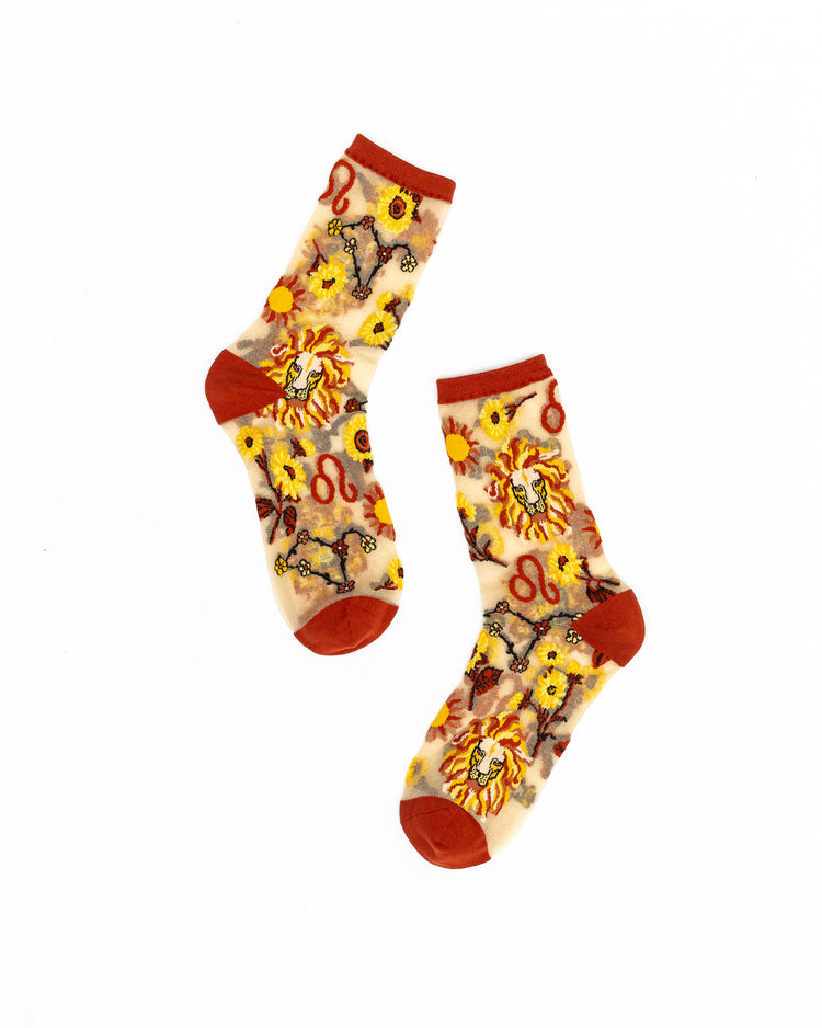 Sock Candy Leo Zodiac Shimmer Sheer Crew Sock Sheer Socks Fashion Socks Zodiac Socks Leo Socks