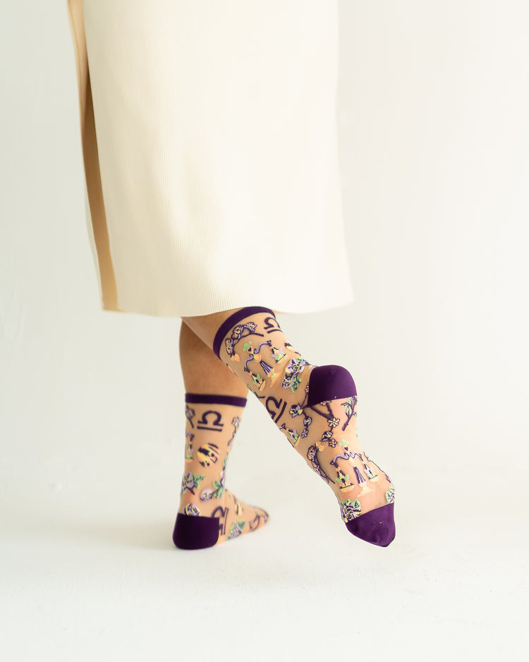 Sock Candy Libra Zodiac Sheer Crew Sock Sheer Socks Fashion Socks Zodiac Socks Libra Socks