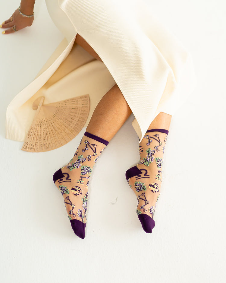 Sock Candy Libra Zodiac Sheer Crew Sock Sheer Socks Fashion Socks Zodiac Socks Libra Socks
