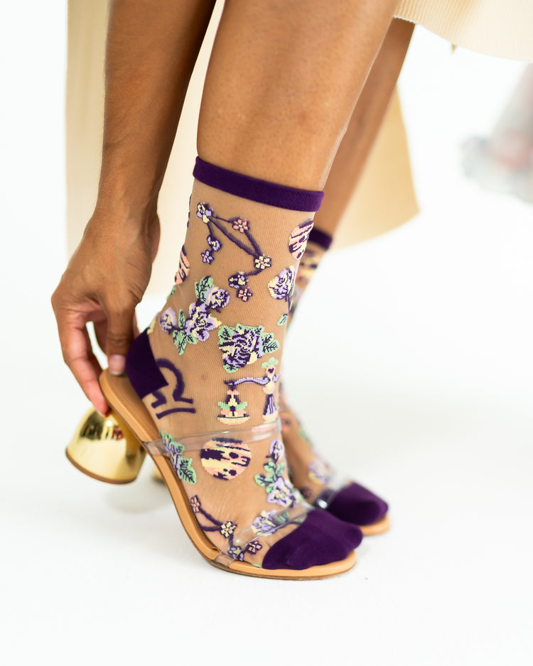 Sock Candy Libra Zodiac Sheer Crew Sock Sheer Socks Fashion Socks Zodiac Socks Libra Socks socks with heels