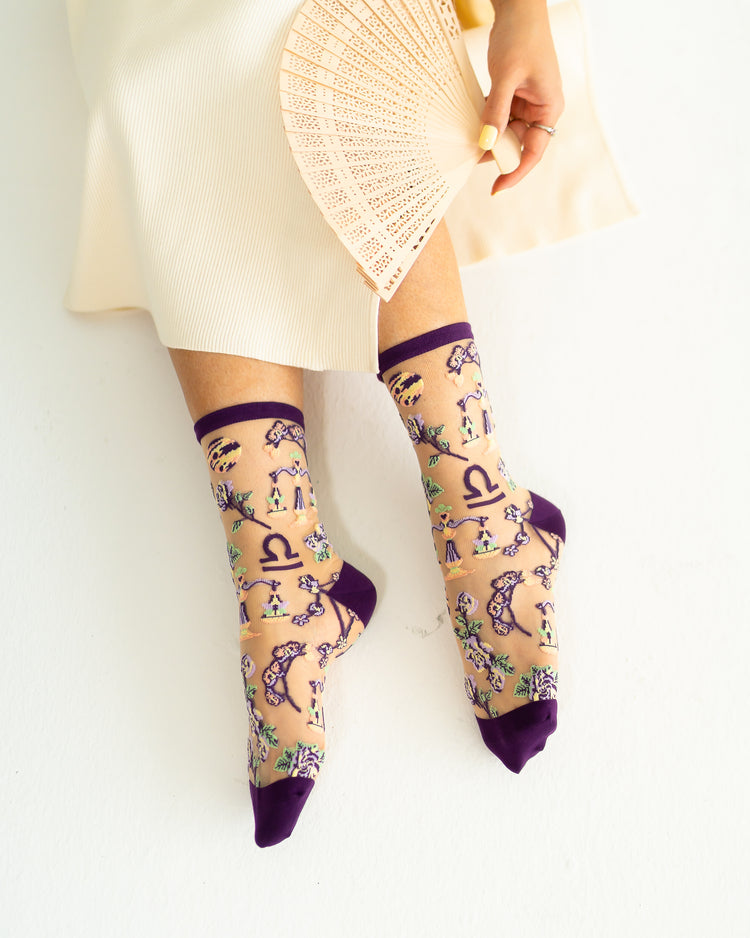 Sock Candy Libra Zodiac Sheer Crew Sock Sheer Socks Fashion Socks Zodiac Socks Libra Socks