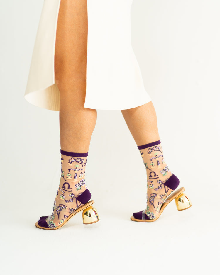 Sock Candy Libra Zodiac Sheer Crew Sock Sheer Socks Fashion Socks Zodiac Socks Libra Socks socks with heels