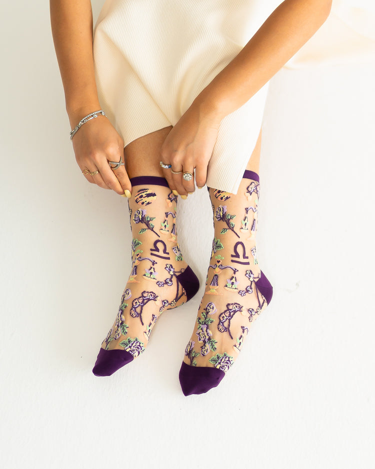 Sock Candy Libra Zodiac Sheer Crew Sock Sheer Socks Fashion Socks Zodiac Socks Libra Socks