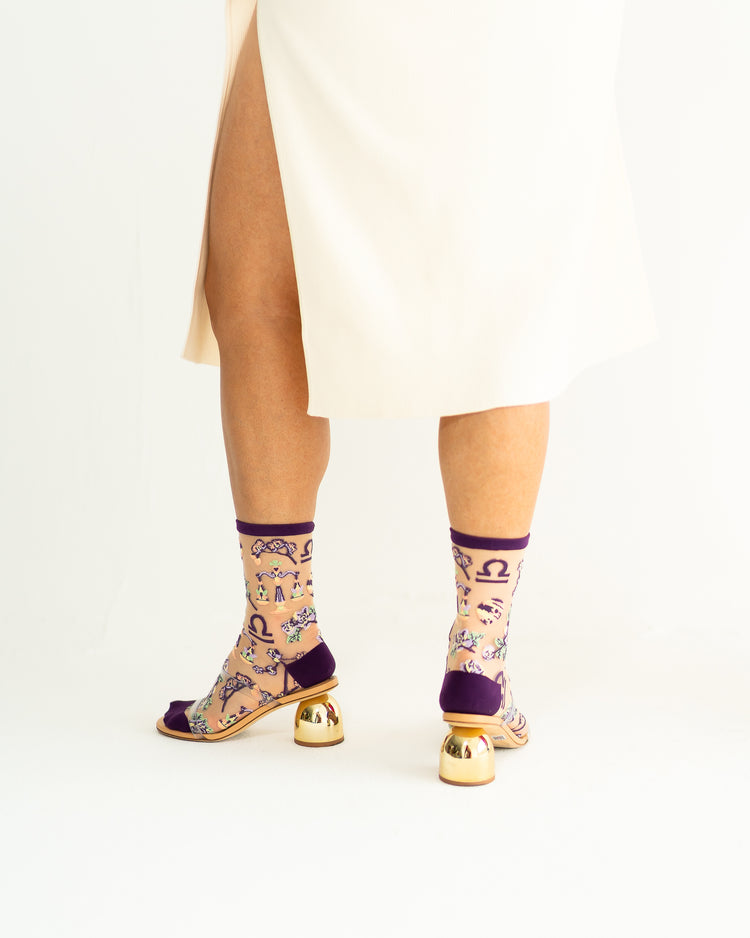 Sock Candy Libra Zodiac Sheer Crew Sock Sheer Socks Fashion Socks Zodiac Socks Libra Socks socks with heels