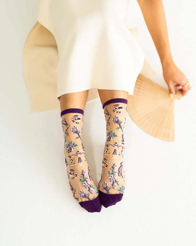 Sock Candy Libra Zodiac Sheer Crew Sock Sheer Socks Fashion Socks Zodiac Socks Libra Socks