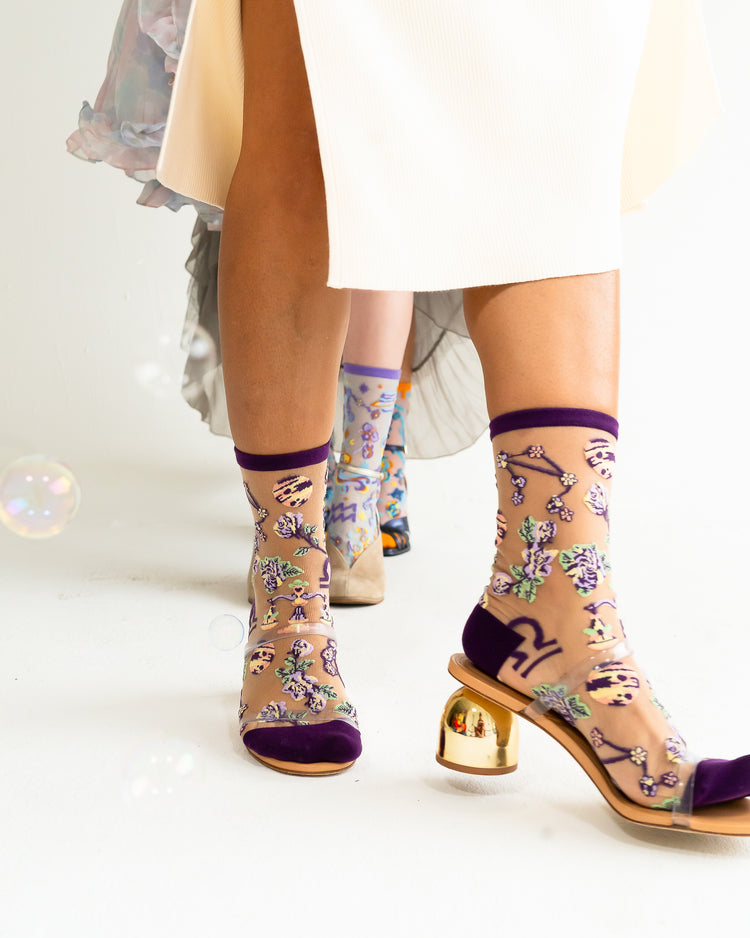 Sock Candy Libra Zodiac Sheer Crew Sock Sheer Socks Fashion Socks Zodiac Socks Libra Socks socks with heels