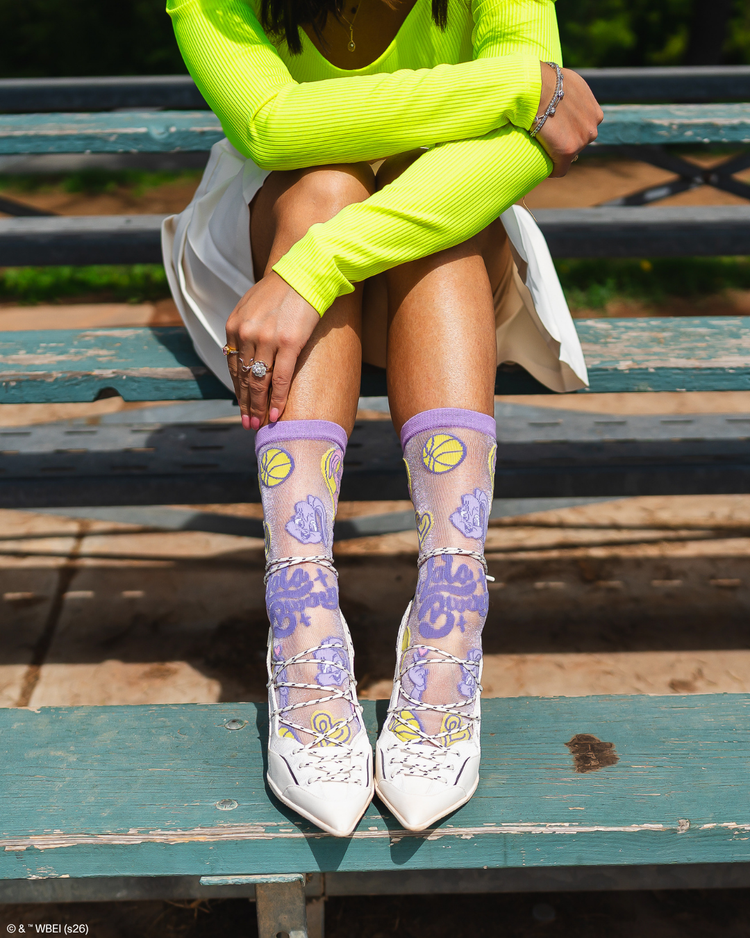 Lola Bunny Shimmer Sheer Crew Sock Fashion Socks Sheer Socks Cute Socks Lola Bunny Socks Looney Tunes Socks Basketball Socks Socks with heels