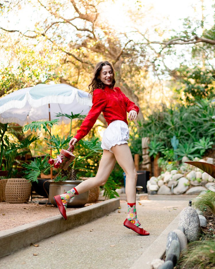 Sock Candy Lucky Ladybug Sheer Crew Sock sheer socks fashion socks cute socks whimsical socks socks with flats
