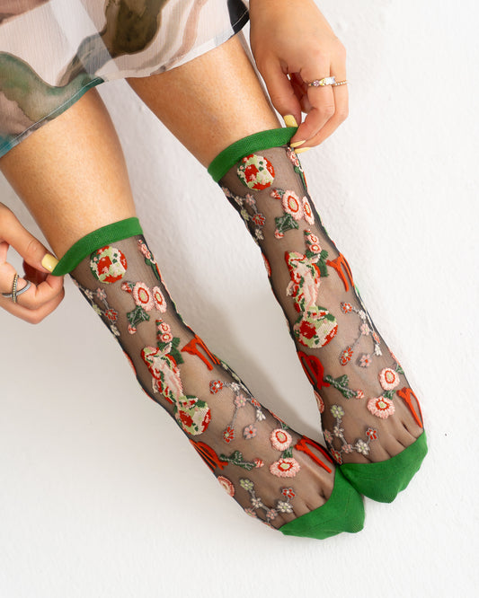 Sock Candy Virgo Zodiac Black Sheer Crew Sock Sheer Socks Fashion Socks Zodiac Socks Virgo Socks Earth Sign Socks Zodiac Gift