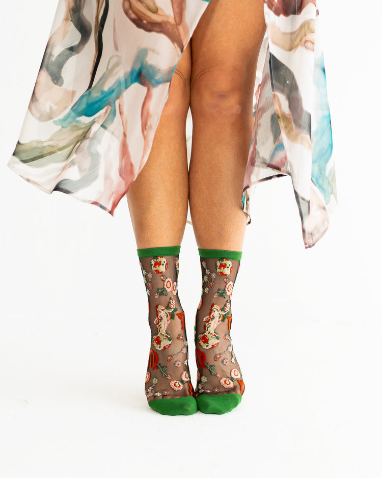 Sock Candy Virgo Zodiac Black Sheer Crew Sock Sheer Socks Fashion Socks Zodiac Socks Virgo Socks Earth Sign Socks Zodiac Gift