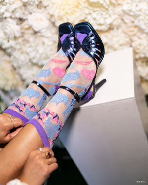 sock candy wicked socks get ready with glinda shimmer sheer sock glinda socks socks and heels